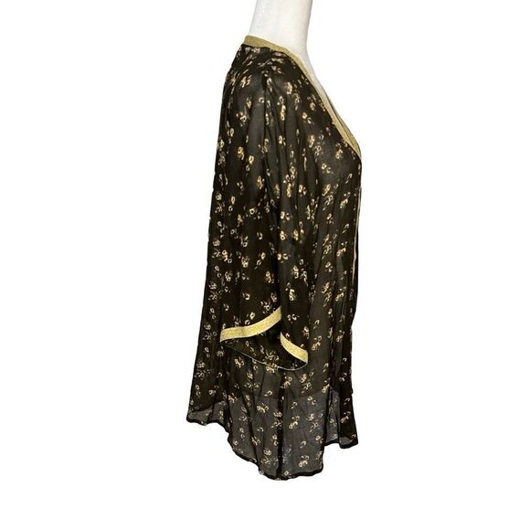 Natural Life Lightweight Kimono. Short Sleeves. Brown and Gold. One Size. NEW!! - Picture 6 of 10